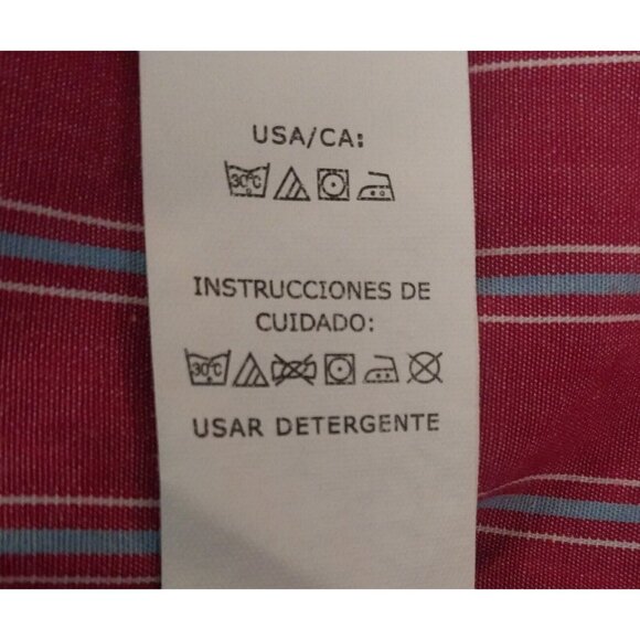 Chaps Men's XL Red & White Striped Long-Sleeve Button-Down Shirt Preppy Classic - Picture 5 of 6